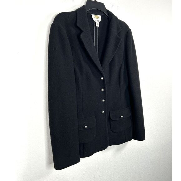 Talbots Women's Size 10 100% Italian Wool Black Blazer Jacket Career Office - Picture 2 of 7